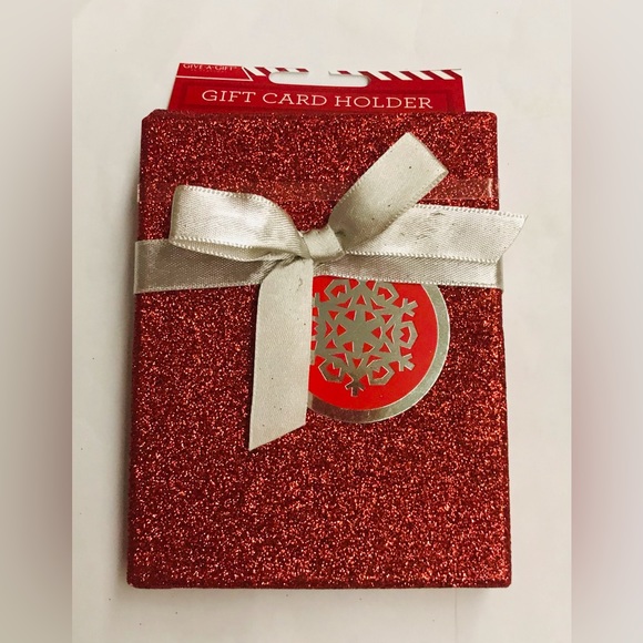 Seastone | Office | New Red Glitter Gift Card Holder Silver Ribbon And ...